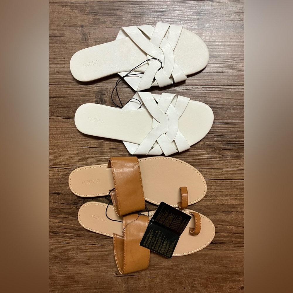Forever 21 Sandals Brown and White Size 8